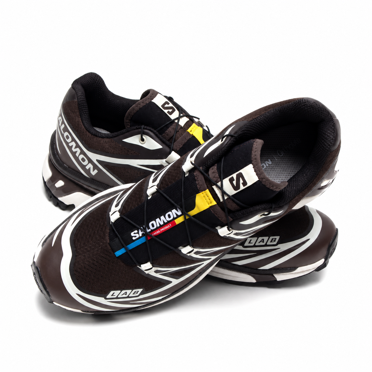 Salomon XT-6 Black Coffee French Roast Vanilla Ice pair view